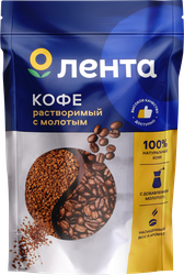 Кофе растворимый с добавлением молотого ЛЕНТА сублимированный, 180г, фото