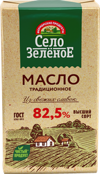 Масло сливочное СЕЛО ЗЕЛЕНОЕ 82,5%, без змж, 175г, крупный план