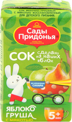 Сок САДЫ ПРИДОНЬЯ Яблоко, груша с мякотью, с 5 месяцев, 125мл, вид