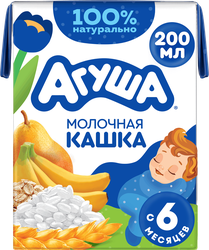 Кашка злаковая детская АГУША Засыпай-ка молочная 2,7%, с грушей и бананом, с 6 месяцев, 200мл, фотография