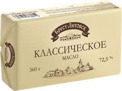 Масло сладкосливочное БРЕСТ-ЛИТОВСК Классическое несоленое 72,5%, без змж, 360г, изображение