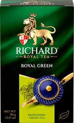 Чай зеленый RICHARD Royal Green, листовой, 90г, крупный план