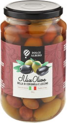 Оливки и маслины с косточкой DOLCE ALBERO зеленые и черные, 580мл, фото