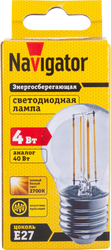 Лампа светодиодная NAVIGATOR Filament шарик, 4Вт, E27, изображение