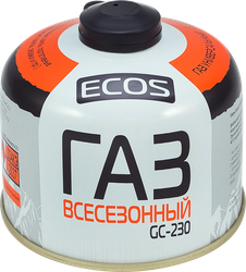 Газ для портативных газовых приборов ECOS всесезонный резьбовой GC-230 EPI-GAS, Арт. 140540, 230г, крупный план
