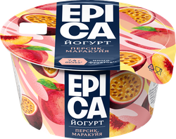 Йогурт EPICA с персиком и маракуйей 4,8%, без змж, 130г, крупный план
