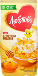 Хлопья кукурузные ЛЮБЯТОВО медовые, 250г, картинка