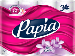 Бумага туалетная PAPIA Bali Flower 3-слоя, 12шт, фотография