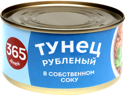 Тунец 365 ДНЕЙ рубленый в собственном соку, 185г, изображение