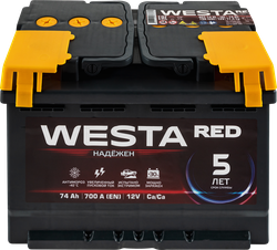 Батарея аккумуляторная WESTA RED 6СТ-74, обратная полярность, фотография