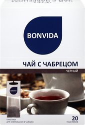Изображение товара Чай черный BONVIDA с чабрецом для заваривания в чайнике, 20пак