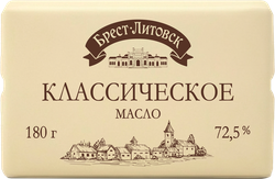 Масло сладкосливочное БРЕСТ-ЛИТОВСК Классическое несоленое 72,5%, без змж, 180г, крупный план