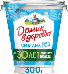Сметана ДОМИК В ДЕРЕВНЕ 10%, без змж, 300г, детальное фото