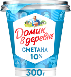 Сметана ДОМИК В ДЕРЕВНЕ 10%, без змж, 300г, детальное фото