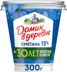 Сметана ДОМИК В ДЕРЕВНЕ 15%, без змж, 300г, изображение