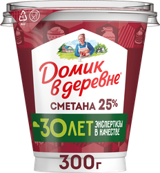 Сметана ДОМИК В ДЕРЕВНЕ 25%, без змж, 300г, изображение