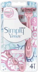 Станок для бритья женский одноразовый GILLETTE Venus Simply 3, 4шт, крупный план