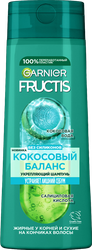 Шампунь для волос жирных у корней и сухих на кончиках FRUCTIS Кокосовый баланс, укрепляющий, 400мл, детальное фото