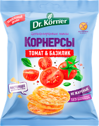 Чипсы рисово-кукурузные DR KORNER с томатом и базиликом, 50г, фото
