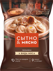 Пельмени SИБИРСКАЯ КОЛЛЕКЦИЯ 4 вида мяса, категория В, 700г, фотография
