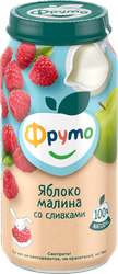 Пюре фруктово-ягодное ФРУТОНЯНЯ Яблоко, малина со сливками, с 6 месяцев, 250г, фотография