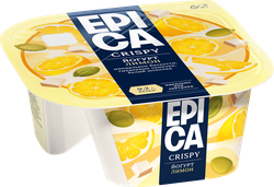 Йогурт EPICA Crispy Лимон, семена тыквы, печенье, белый шоколад 8,6%, без змж, 140г, детальное фото