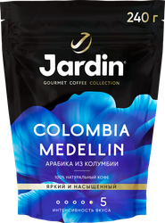 Кофе растворимый JARDIN Colombia Medellin натуральный сублимированный, 240г, крупный план