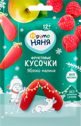 Фруктовые кусочки ФРУТОНЯНЯ Яблоко, малина, с 12 месяцев, 15г, фото