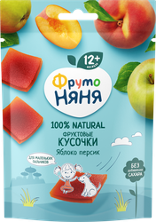 Фруктовые кусочки ФРУТОНЯНЯ Яблоко-персик, с 12 месяцев, 10шт, изображение