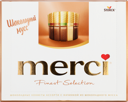 Конфеты MERCI Finest selection Ассорти с начинкой из шоколадного мусса, 210г, детальное фото