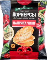 Чипсы цельнозерновые кукурузно-рисовые DR. KORNER Корнерсы, с паприкой и чили, 50г, фотография