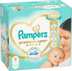 Подгузники PAMPERS Premium Care Mini 2 4–8кг, 102шт, крупный план