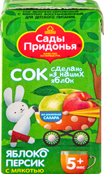 Сок САДЫ ПРИДОНЬЯ Яблоко, персик, с 5 месяцев, 125мл, детальное фото