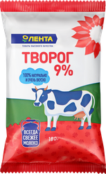 Творог ЛЕНТА 9%, без змж, 180г, детальное фото