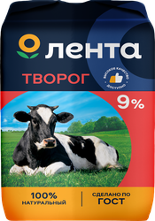 Творог ЛЕНТА 9%, без змж, 180г, картинка