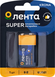 Элемент питания ЛЕНТА 6LR61 крона алкалиновый Арт. AL6LR611, 1шт, изображение