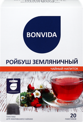 Изображение товара Напиток чайный BONVIDA Ройбуш Земляничный для заваривания в чайнике, 20пак
