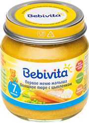 Пюре мясо-овощное BEBIVITA Овощи с цыпленком, с 7 месяцев, 100г, вид