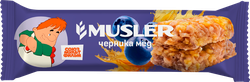 Батончик мюсли MUSLER Черника и мед, 30г, крупный план