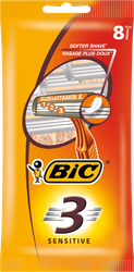 Бритва одноразовая мужская BIC 3 Sensitive 3 лезвия с увлажняющей полоской, 8шт, фото