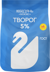 Творог ЛЕБЕДЯНЬМОЛОКО 5%, без змж, 300г, изображение