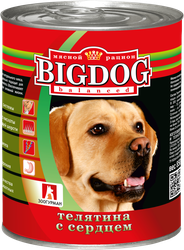 Корм консервированный для собак ЗООГУРМАН Big Dog Телятина с сердцем, 850г, фото