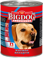 Корм консервированный для собак ЗООГУРМАН Big Dog Мясное ассорти, 850г, картинка