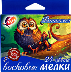 Мелки восковые ЛУЧ Фантазия,круглые,24 цв.восковые, изображение