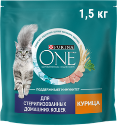 Изображение товара Корм сухой PURINA ONE Курица для стерилизованных кошек 1,5кг