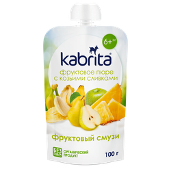 Пюре фруктовое KABRITA Фруктовый смузи с козьими сливками, с 6 месяцев, 100г, фотография