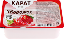 Продукт творожный КАРАТ Творожок с клубникой 9%, без змж, 230г, вид