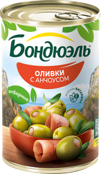 Оливки с анчоусом БОНДЮЭЛЬ, 300г, вид