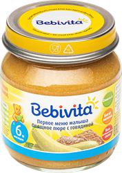 Пюре мясо-овощное BEBIVITA Овощи с говядиной, с 6 месяцев, 100г, детальное фото