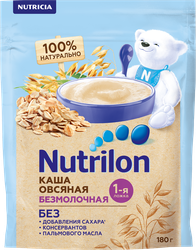 Каша овсяная NUTRILON безмолочная, с 5 месяцев, 180г, крупный план